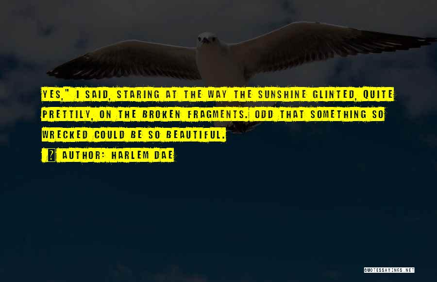 Harlem Dae Quotes: Yes, I Said, Staring At The Way The Sunshine Glinted, Quite Prettily, On The Broken Fragments. Odd That Something So