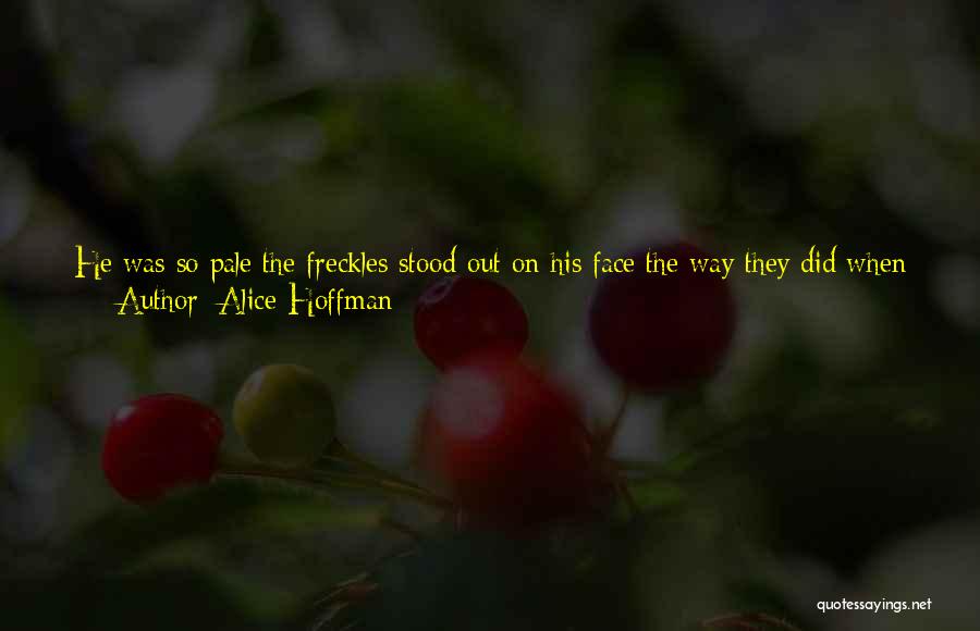 Alice Hoffman Quotes: He Was So Pale The Freckles Stood Out On His Face The Way They Did When He Was Upset Or