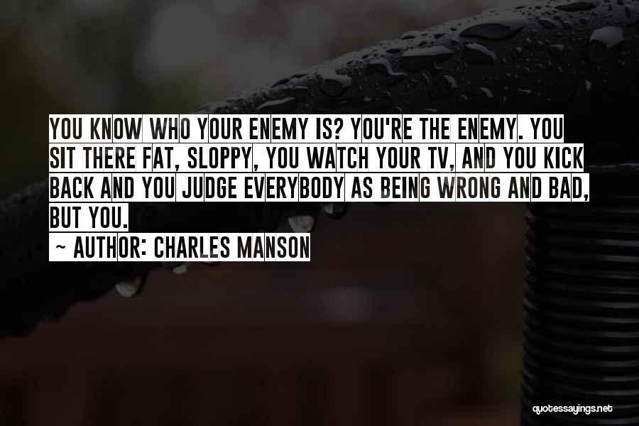 Charles Manson Quotes: You Know Who Your Enemy Is? You're The Enemy. You Sit There Fat, Sloppy, You Watch Your Tv, And You