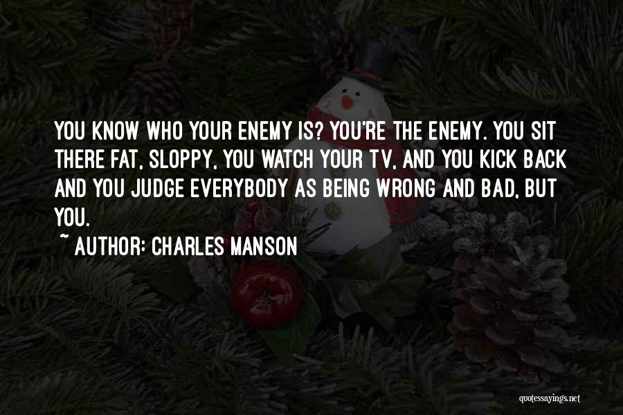 Charles Manson Quotes: You Know Who Your Enemy Is? You're The Enemy. You Sit There Fat, Sloppy, You Watch Your Tv, And You