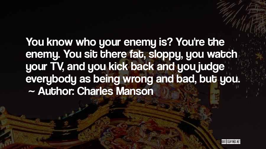 Charles Manson Quotes: You Know Who Your Enemy Is? You're The Enemy. You Sit There Fat, Sloppy, You Watch Your Tv, And You