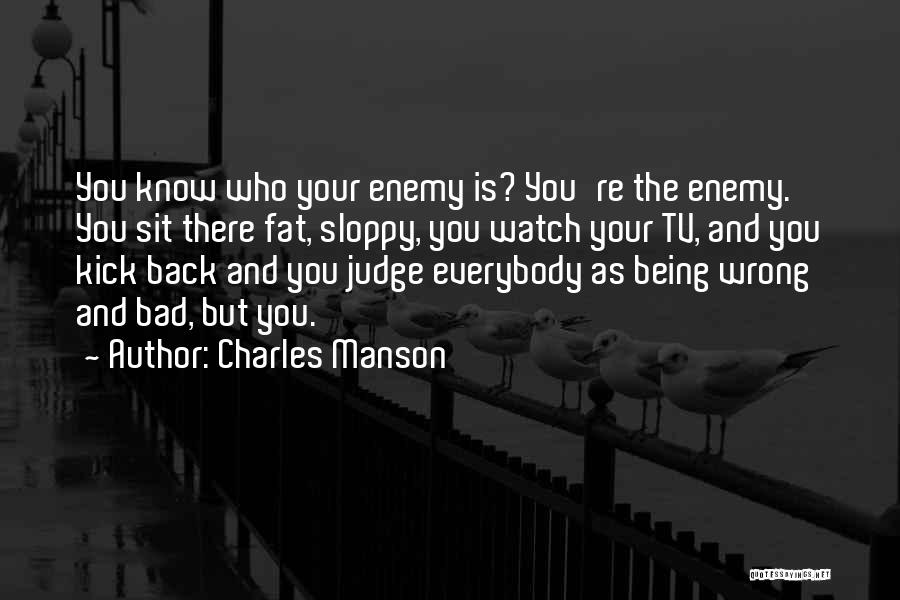 Charles Manson Quotes: You Know Who Your Enemy Is? You're The Enemy. You Sit There Fat, Sloppy, You Watch Your Tv, And You