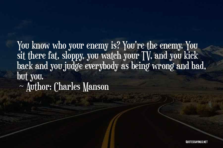 Charles Manson Quotes: You Know Who Your Enemy Is? You're The Enemy. You Sit There Fat, Sloppy, You Watch Your Tv, And You