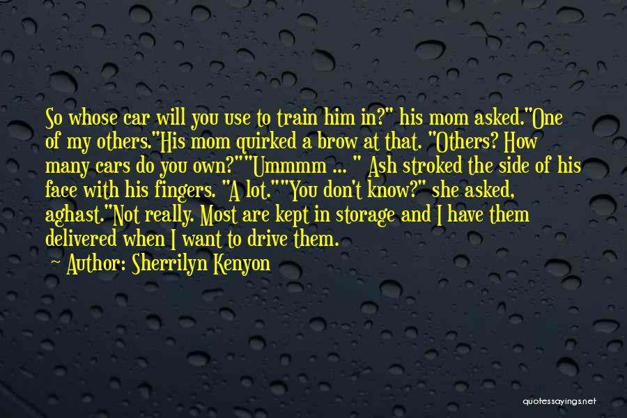 Sherrilyn Kenyon Quotes: So Whose Car Will You Use To Train Him In? His Mom Asked.one Of My Others.his Mom Quirked A Brow