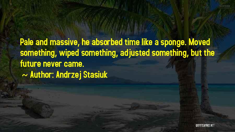 Andrzej Stasiuk Quotes: Pale And Massive, He Absorbed Time Like A Sponge. Moved Something, Wiped Something, Adjusted Something, But The Future Never Came.