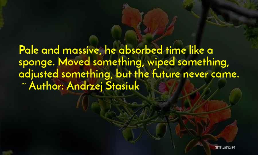Andrzej Stasiuk Quotes: Pale And Massive, He Absorbed Time Like A Sponge. Moved Something, Wiped Something, Adjusted Something, But The Future Never Came.