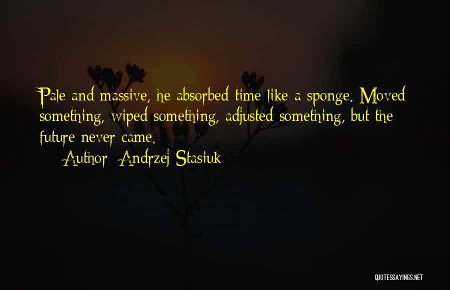 Andrzej Stasiuk Quotes: Pale And Massive, He Absorbed Time Like A Sponge. Moved Something, Wiped Something, Adjusted Something, But The Future Never Came.