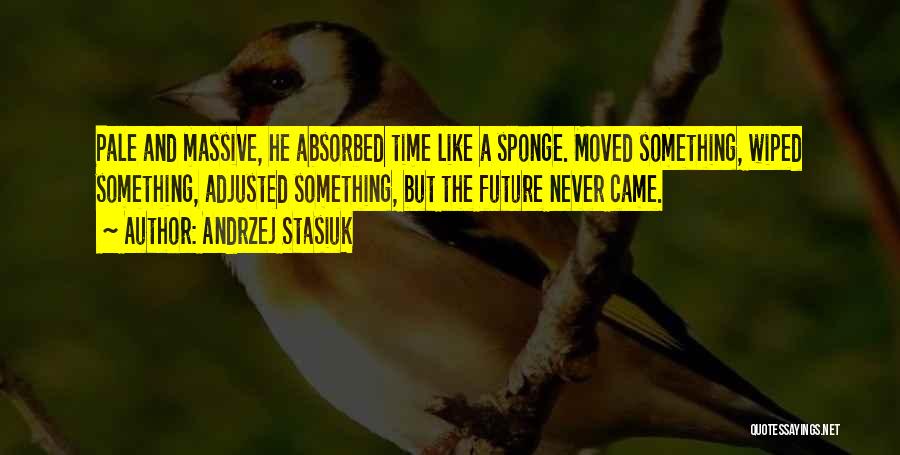 Andrzej Stasiuk Quotes: Pale And Massive, He Absorbed Time Like A Sponge. Moved Something, Wiped Something, Adjusted Something, But The Future Never Came.