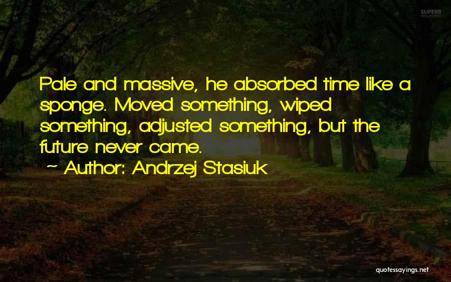 Andrzej Stasiuk Quotes: Pale And Massive, He Absorbed Time Like A Sponge. Moved Something, Wiped Something, Adjusted Something, But The Future Never Came.