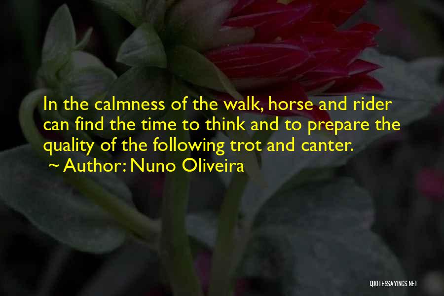 Nuno Oliveira Quotes: In The Calmness Of The Walk, Horse And Rider Can Find The Time To Think And To Prepare The Quality