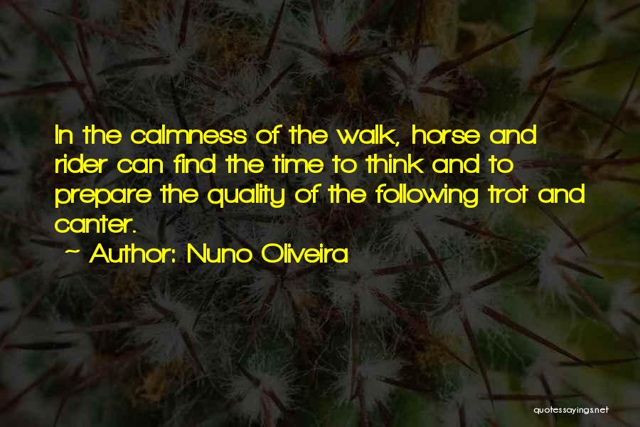 Nuno Oliveira Quotes: In The Calmness Of The Walk, Horse And Rider Can Find The Time To Think And To Prepare The Quality