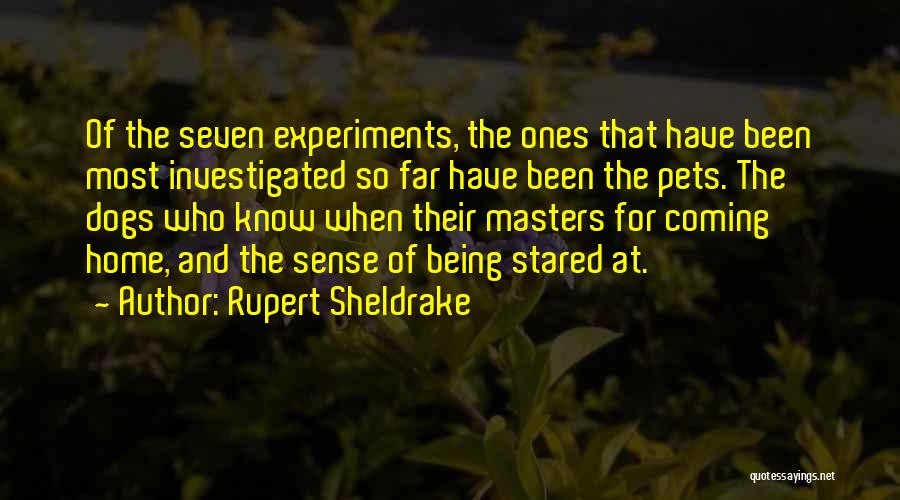 Rupert Sheldrake Quotes: Of The Seven Experiments, The Ones That Have Been Most Investigated So Far Have Been The Pets. The Dogs Who