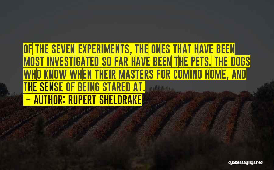 Rupert Sheldrake Quotes: Of The Seven Experiments, The Ones That Have Been Most Investigated So Far Have Been The Pets. The Dogs Who