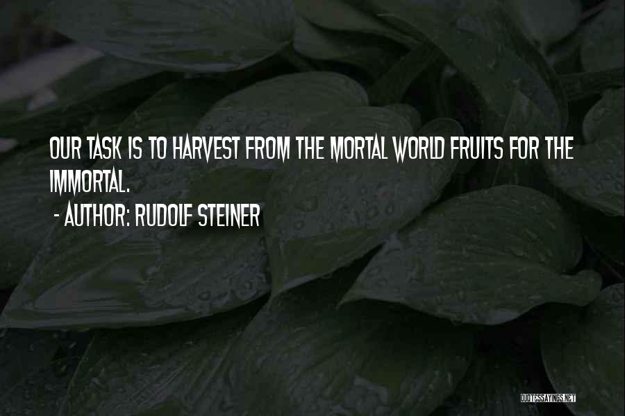 Rudolf Steiner Quotes: Our Task Is To Harvest From The Mortal World Fruits For The Immortal.
