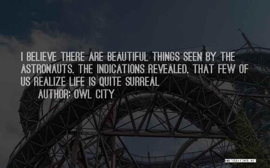 Owl City Quotes: I Believe There Are Beautiful Things Seen By The Astronauts. The Indications Revealed. That Few Of Us Realize Life Is