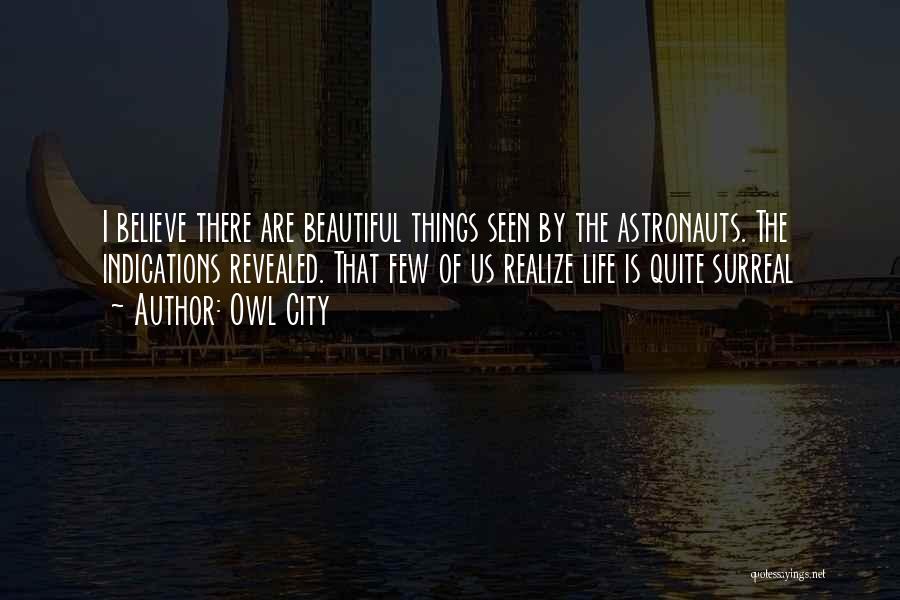 Owl City Quotes: I Believe There Are Beautiful Things Seen By The Astronauts. The Indications Revealed. That Few Of Us Realize Life Is