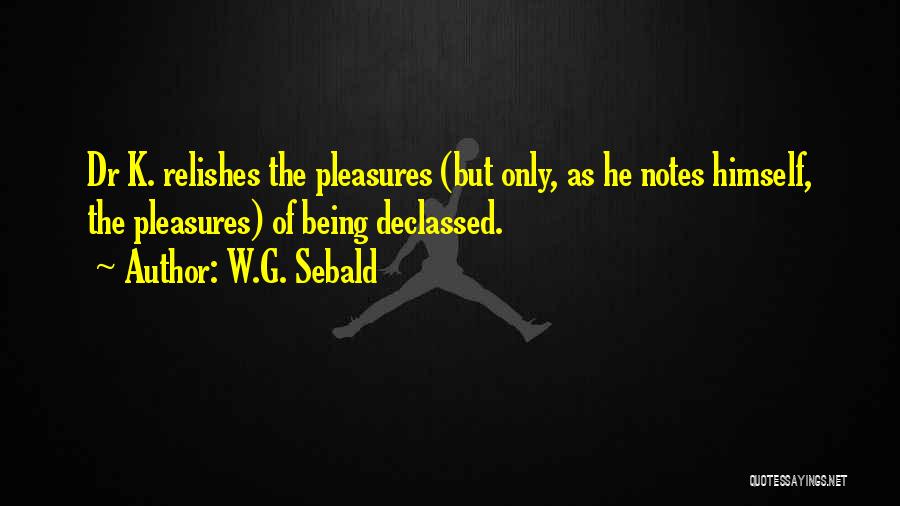 W.G. Sebald Quotes: Dr K. Relishes The Pleasures (but Only, As He Notes Himself, The Pleasures) Of Being Declassed.