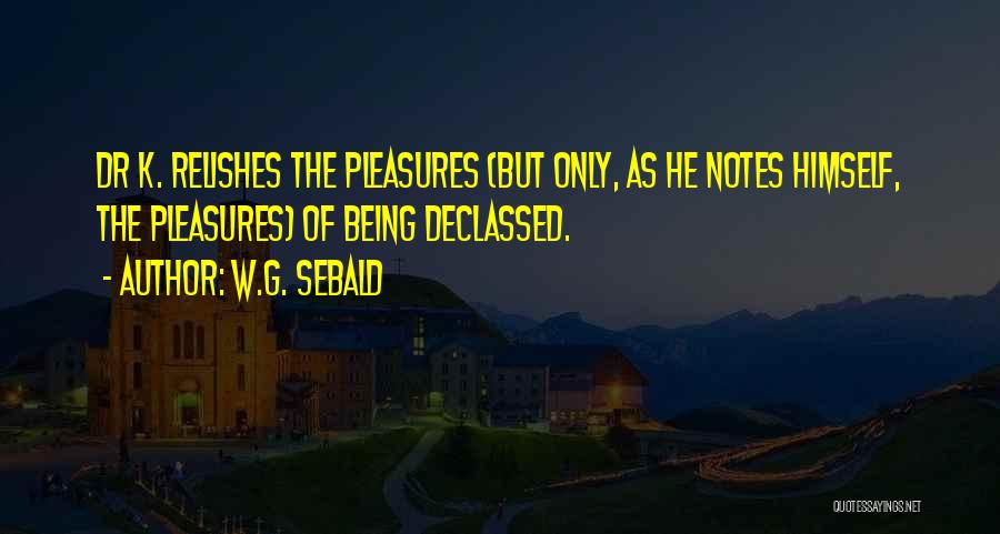 W.G. Sebald Quotes: Dr K. Relishes The Pleasures (but Only, As He Notes Himself, The Pleasures) Of Being Declassed.