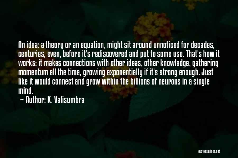 K. Valisumbra Quotes: An Idea: A Theory Or An Equation, Might Sit Around Unnoticed For Decades, Centuries, Even, Before It's Rediscovered And Put