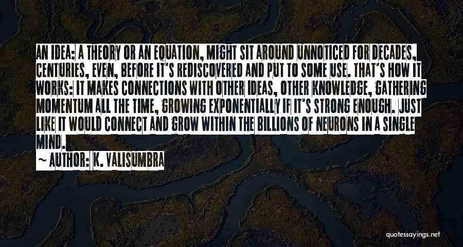 K. Valisumbra Quotes: An Idea: A Theory Or An Equation, Might Sit Around Unnoticed For Decades, Centuries, Even, Before It's Rediscovered And Put