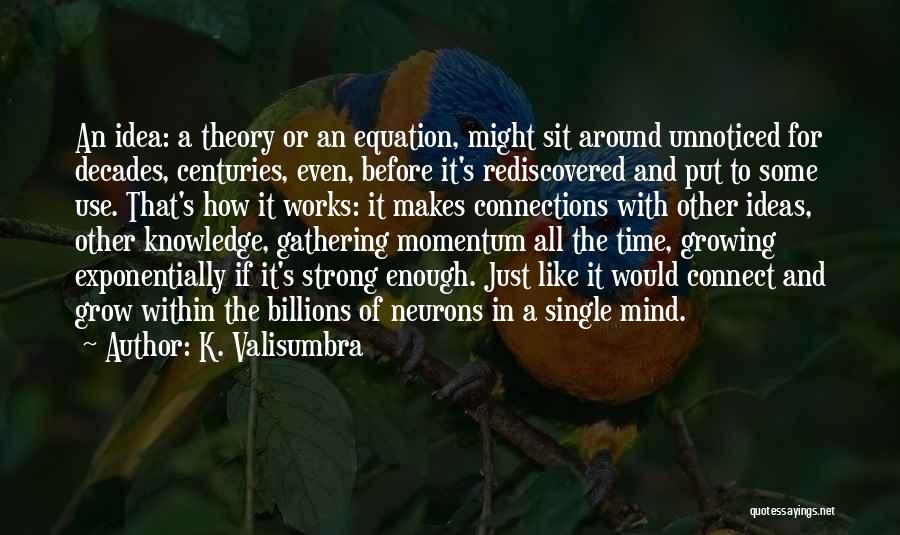 K. Valisumbra Quotes: An Idea: A Theory Or An Equation, Might Sit Around Unnoticed For Decades, Centuries, Even, Before It's Rediscovered And Put