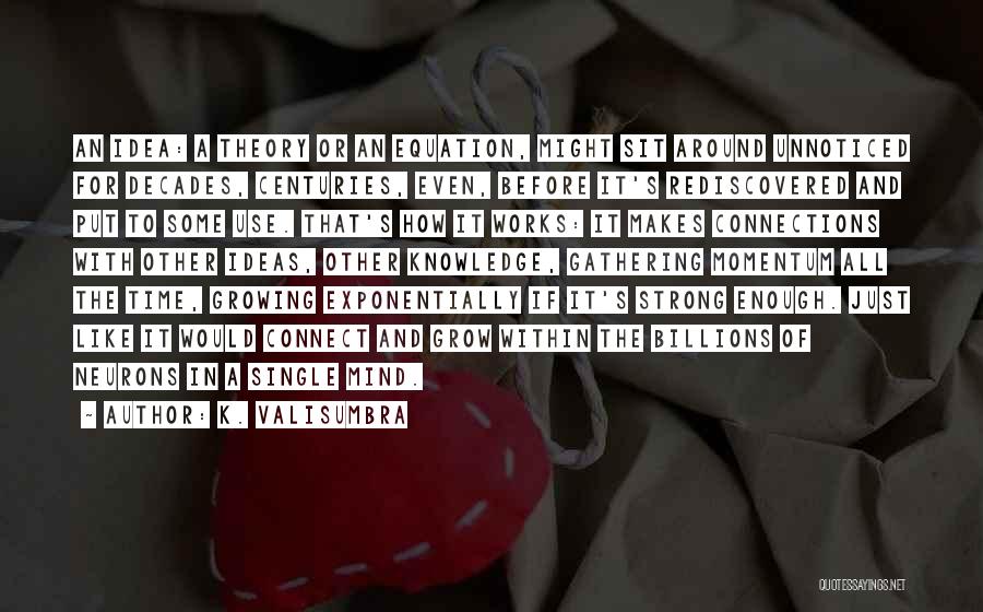 K. Valisumbra Quotes: An Idea: A Theory Or An Equation, Might Sit Around Unnoticed For Decades, Centuries, Even, Before It's Rediscovered And Put