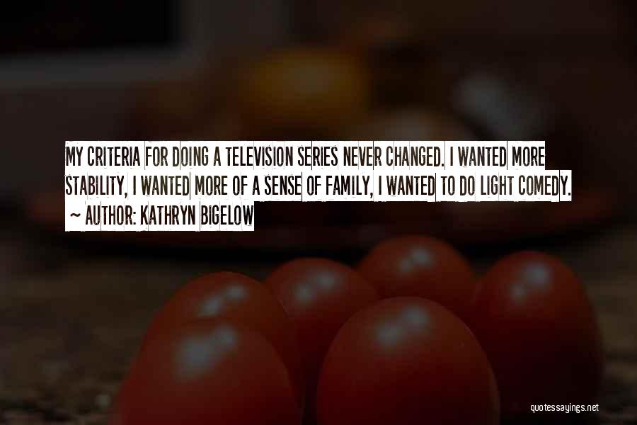 Kathryn Bigelow Quotes: My Criteria For Doing A Television Series Never Changed. I Wanted More Stability, I Wanted More Of A Sense Of