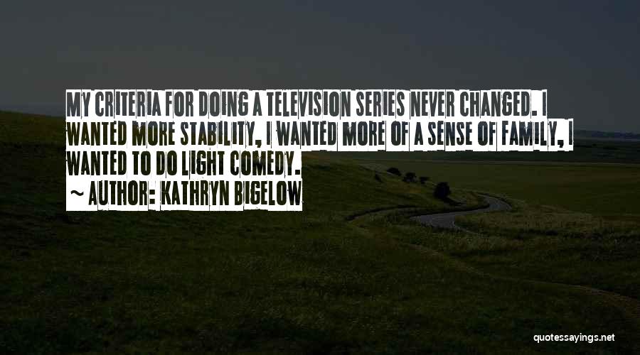 Kathryn Bigelow Quotes: My Criteria For Doing A Television Series Never Changed. I Wanted More Stability, I Wanted More Of A Sense Of