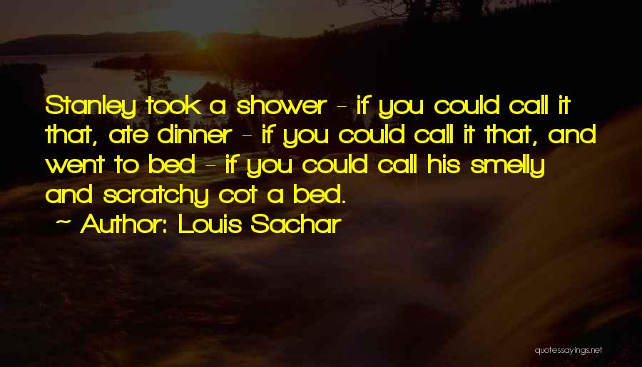 Louis Sachar Quotes: Stanley Took A Shower - If You Could Call It That, Ate Dinner - If You Could Call It That,