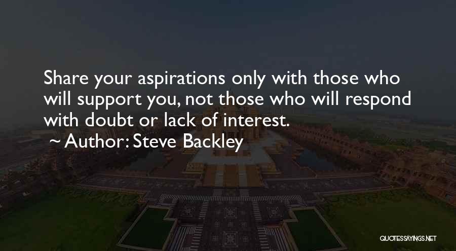 Steve Backley Quotes: Share Your Aspirations Only With Those Who Will Support You, Not Those Who Will Respond With Doubt Or Lack Of