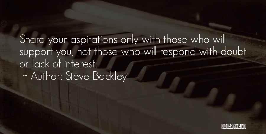 Steve Backley Quotes: Share Your Aspirations Only With Those Who Will Support You, Not Those Who Will Respond With Doubt Or Lack Of