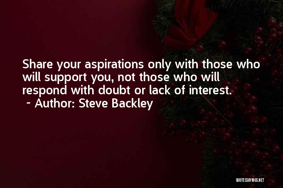 Steve Backley Quotes: Share Your Aspirations Only With Those Who Will Support You, Not Those Who Will Respond With Doubt Or Lack Of