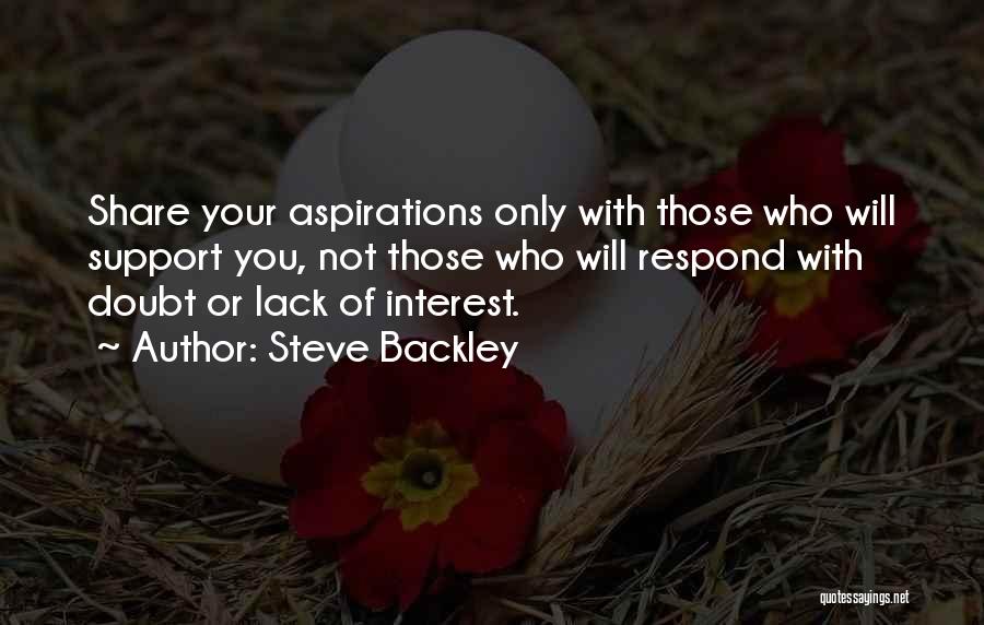 Steve Backley Quotes: Share Your Aspirations Only With Those Who Will Support You, Not Those Who Will Respond With Doubt Or Lack Of