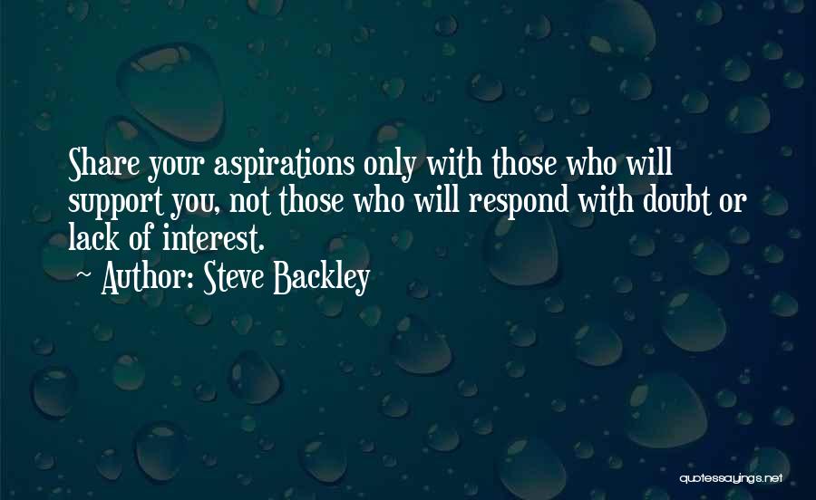 Steve Backley Quotes: Share Your Aspirations Only With Those Who Will Support You, Not Those Who Will Respond With Doubt Or Lack Of