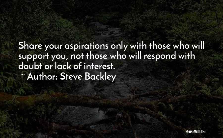 Steve Backley Quotes: Share Your Aspirations Only With Those Who Will Support You, Not Those Who Will Respond With Doubt Or Lack Of