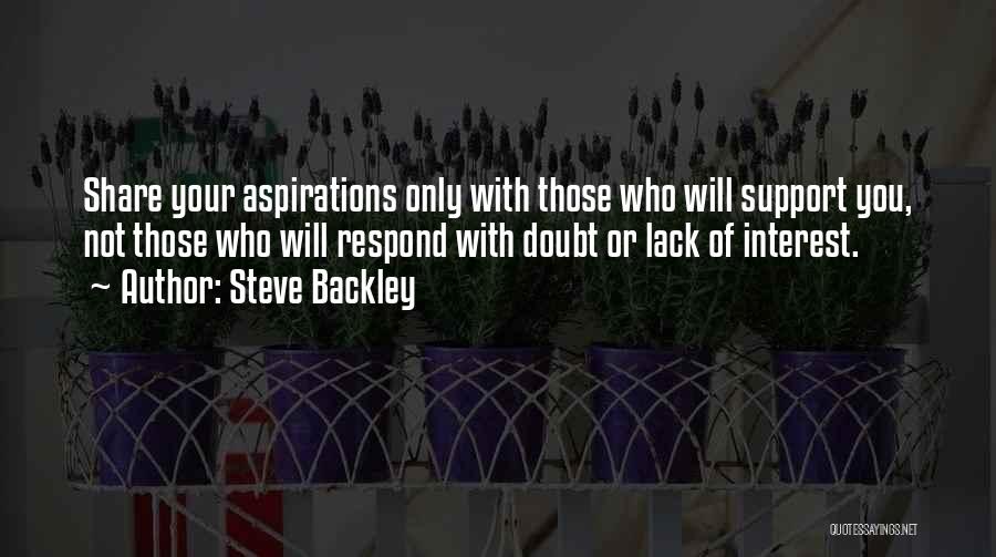 Steve Backley Quotes: Share Your Aspirations Only With Those Who Will Support You, Not Those Who Will Respond With Doubt Or Lack Of