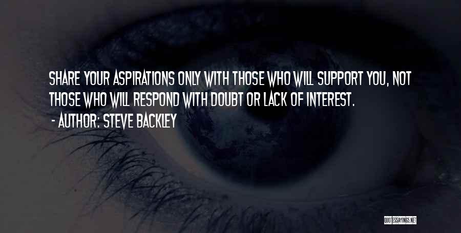 Steve Backley Quotes: Share Your Aspirations Only With Those Who Will Support You, Not Those Who Will Respond With Doubt Or Lack Of