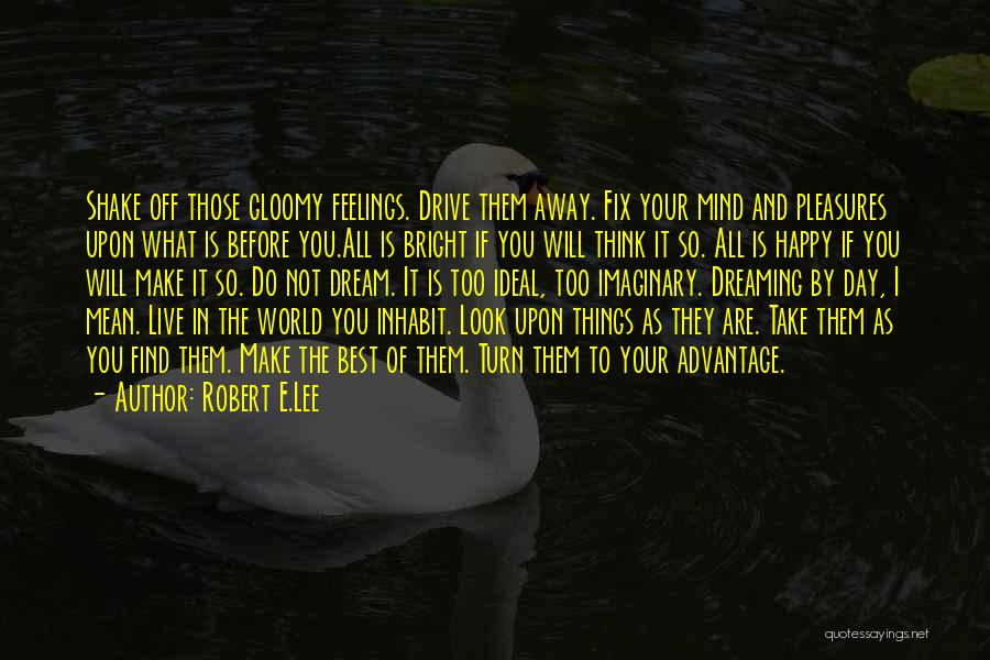 Robert E.Lee Quotes: Shake Off Those Gloomy Feelings. Drive Them Away. Fix Your Mind And Pleasures Upon What Is Before You.all Is Bright