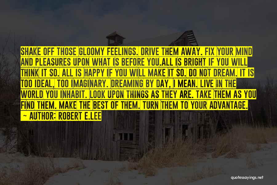 Robert E.Lee Quotes: Shake Off Those Gloomy Feelings. Drive Them Away. Fix Your Mind And Pleasures Upon What Is Before You.all Is Bright