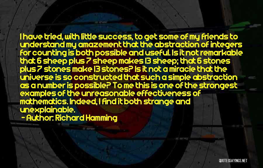 Richard Hamming Quotes: I Have Tried, With Little Success, To Get Some Of My Friends To Understand My Amazement That The Abstraction Of