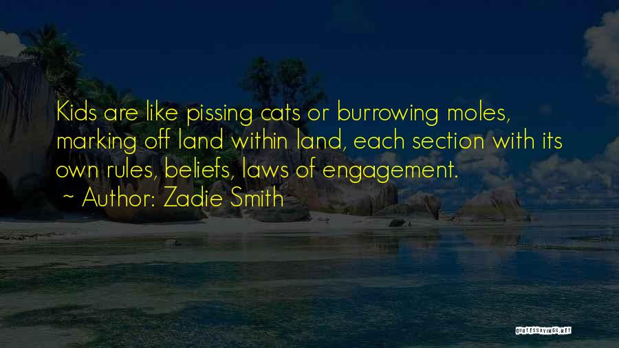 Zadie Smith Quotes: Kids Are Like Pissing Cats Or Burrowing Moles, Marking Off Land Within Land, Each Section With Its Own Rules, Beliefs,