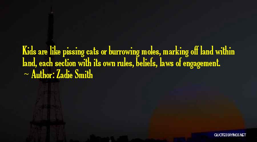 Zadie Smith Quotes: Kids Are Like Pissing Cats Or Burrowing Moles, Marking Off Land Within Land, Each Section With Its Own Rules, Beliefs,