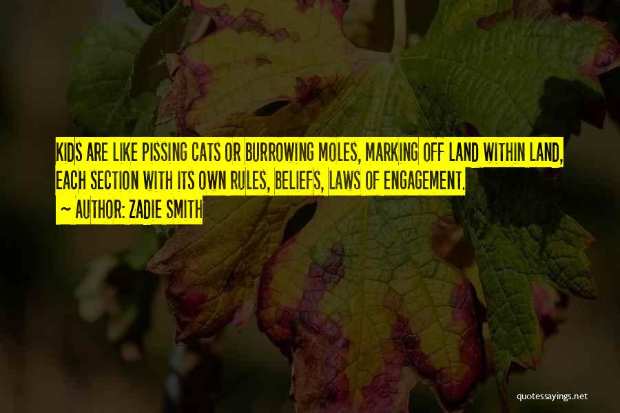 Zadie Smith Quotes: Kids Are Like Pissing Cats Or Burrowing Moles, Marking Off Land Within Land, Each Section With Its Own Rules, Beliefs,