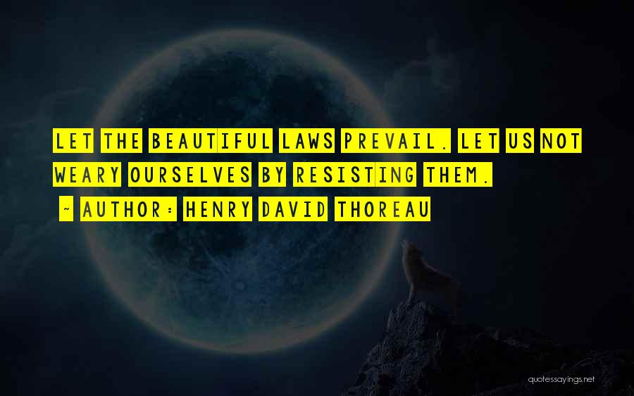 Henry David Thoreau Quotes: Let The Beautiful Laws Prevail. Let Us Not Weary Ourselves By Resisting Them.