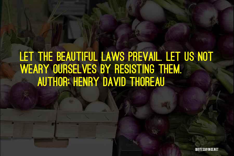 Henry David Thoreau Quotes: Let The Beautiful Laws Prevail. Let Us Not Weary Ourselves By Resisting Them.