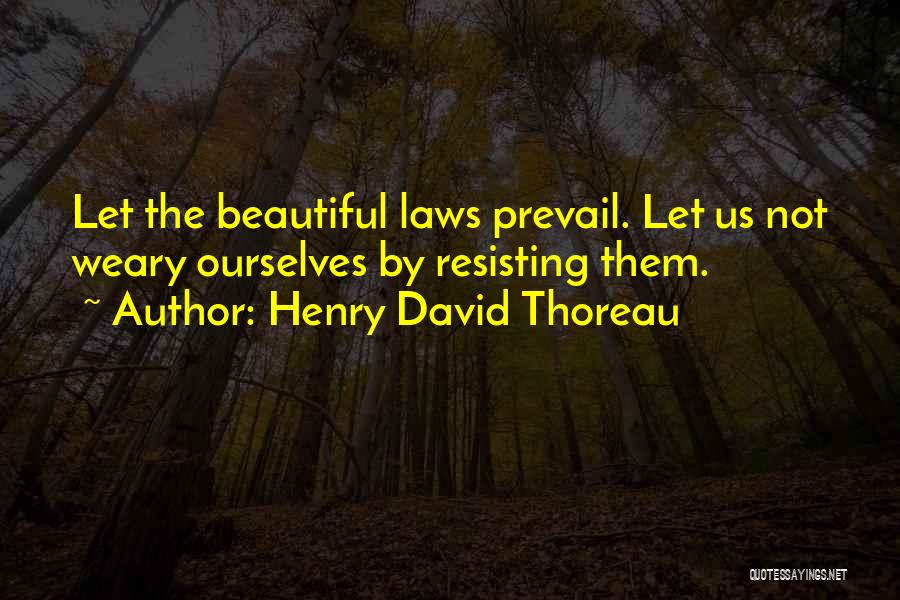 Henry David Thoreau Quotes: Let The Beautiful Laws Prevail. Let Us Not Weary Ourselves By Resisting Them.