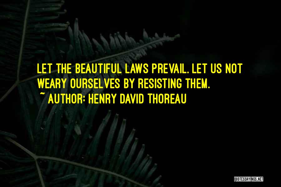 Henry David Thoreau Quotes: Let The Beautiful Laws Prevail. Let Us Not Weary Ourselves By Resisting Them.