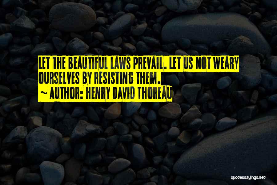 Henry David Thoreau Quotes: Let The Beautiful Laws Prevail. Let Us Not Weary Ourselves By Resisting Them.