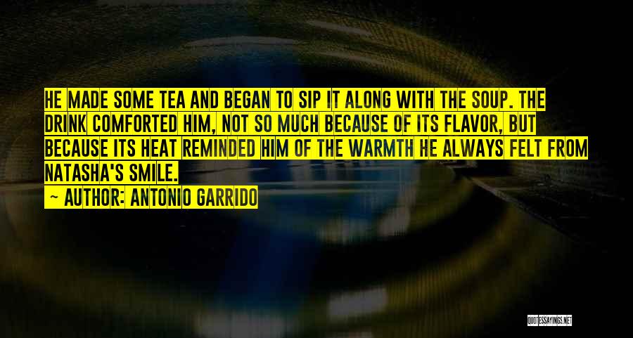 Antonio Garrido Quotes: He Made Some Tea And Began To Sip It Along With The Soup. The Drink Comforted Him, Not So Much