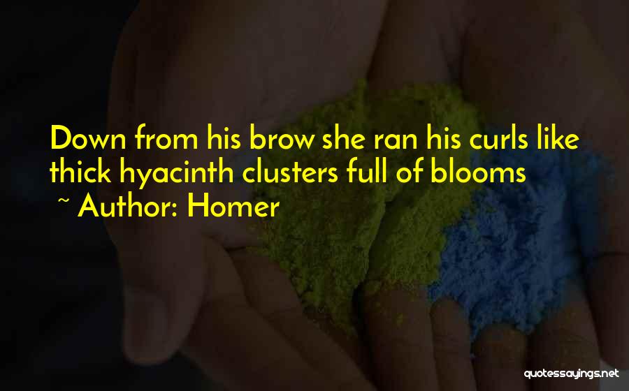 Homer Quotes: Down From His Brow She Ran His Curls Like Thick Hyacinth Clusters Full Of Blooms